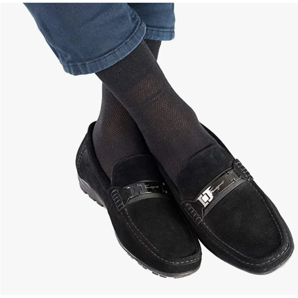 Breathable Mens Cotton Dress Socks Size 13-15 Ultra Thin Socks for Mens 5 Pack